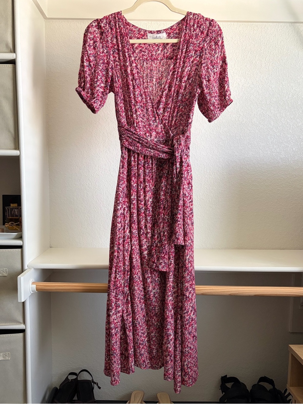 Ba&sh Floral Wrap Midi Dress - Ba&sh Dress Women’s Small Noemi Fuschia Floral